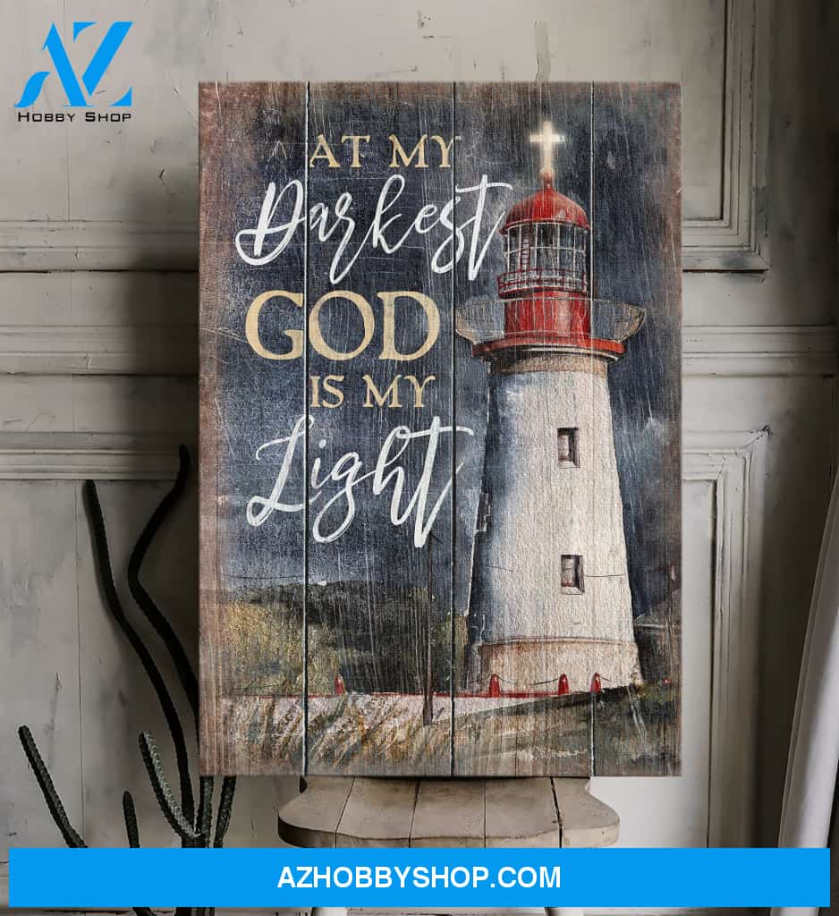 Portrait God Canvas - Bible Verse Wall Art - Jesus - At my darkest God is my Light Canvas