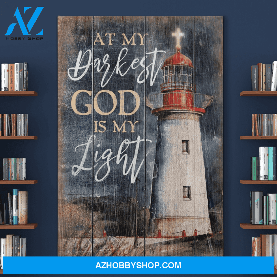 Portrait God Canvas - Bible Verse Wall Art - Jesus - At my darkest God is my Light Canvas