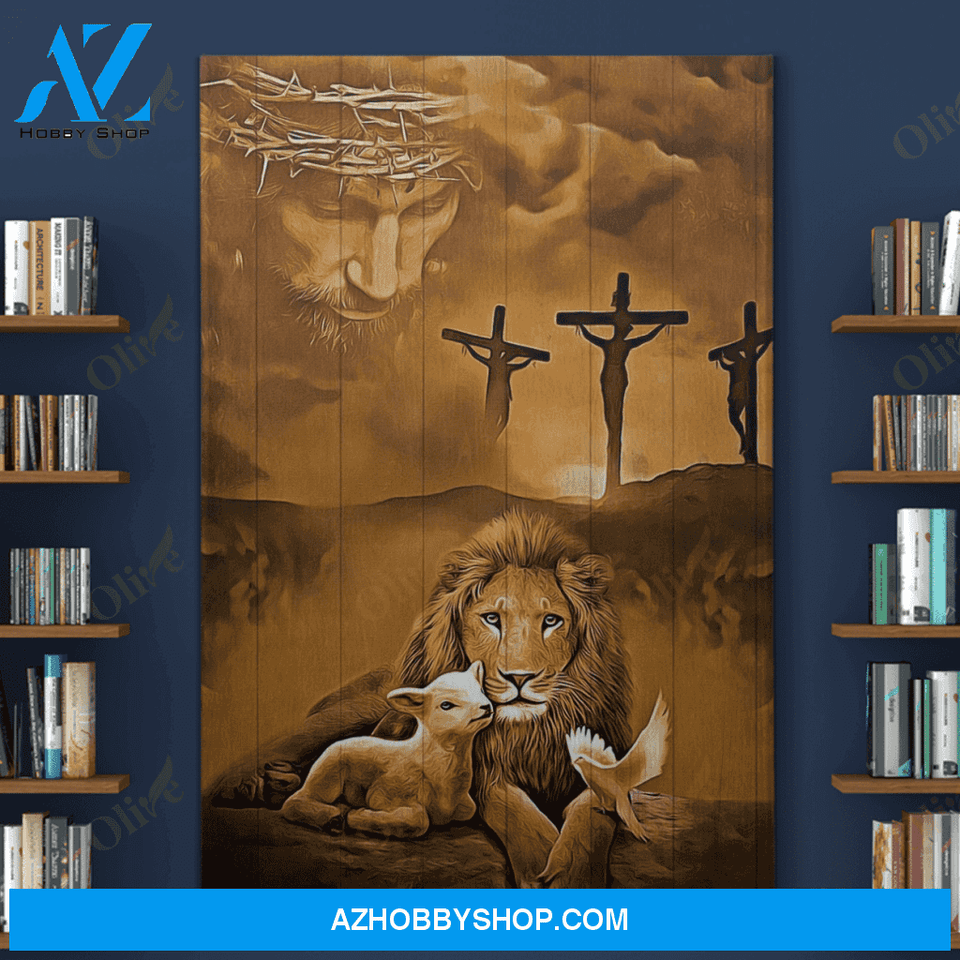 Portrait God Canvas - Bible Verse Wall Art - Jesus - Awesome lion and a lamb Canvas