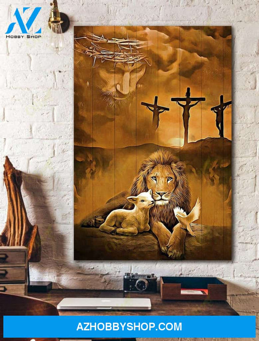 Portrait God Canvas - Bible Verse Wall Art - Jesus - Awesome lion and a lamb Canvas