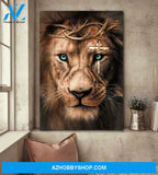 Portrait God Canvas - Bible Verse Wall Art - Jesus - Awesome lion and cross on his eye Canvas