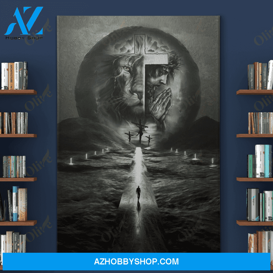 Portrait God Canvas - Bible Verse Wall Art - Jesus - Awesome path on the sea Canvas