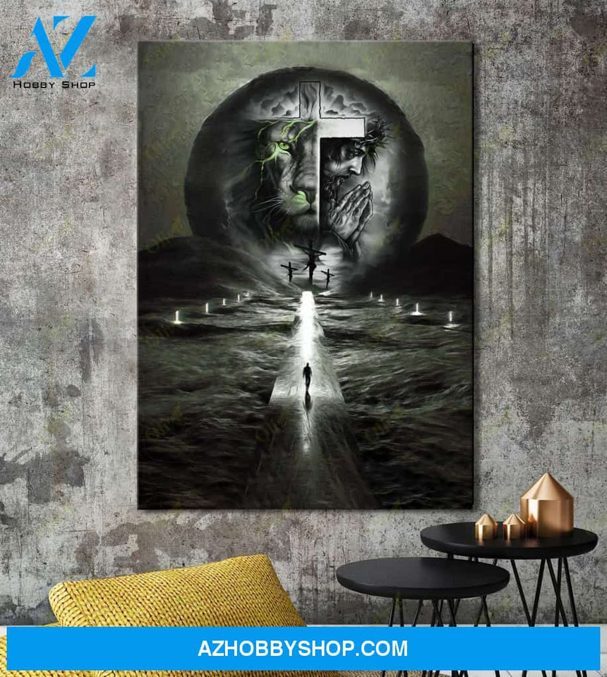 Portrait God Canvas - Bible Verse Wall Art - Jesus - Awesome path on the sea Canvas