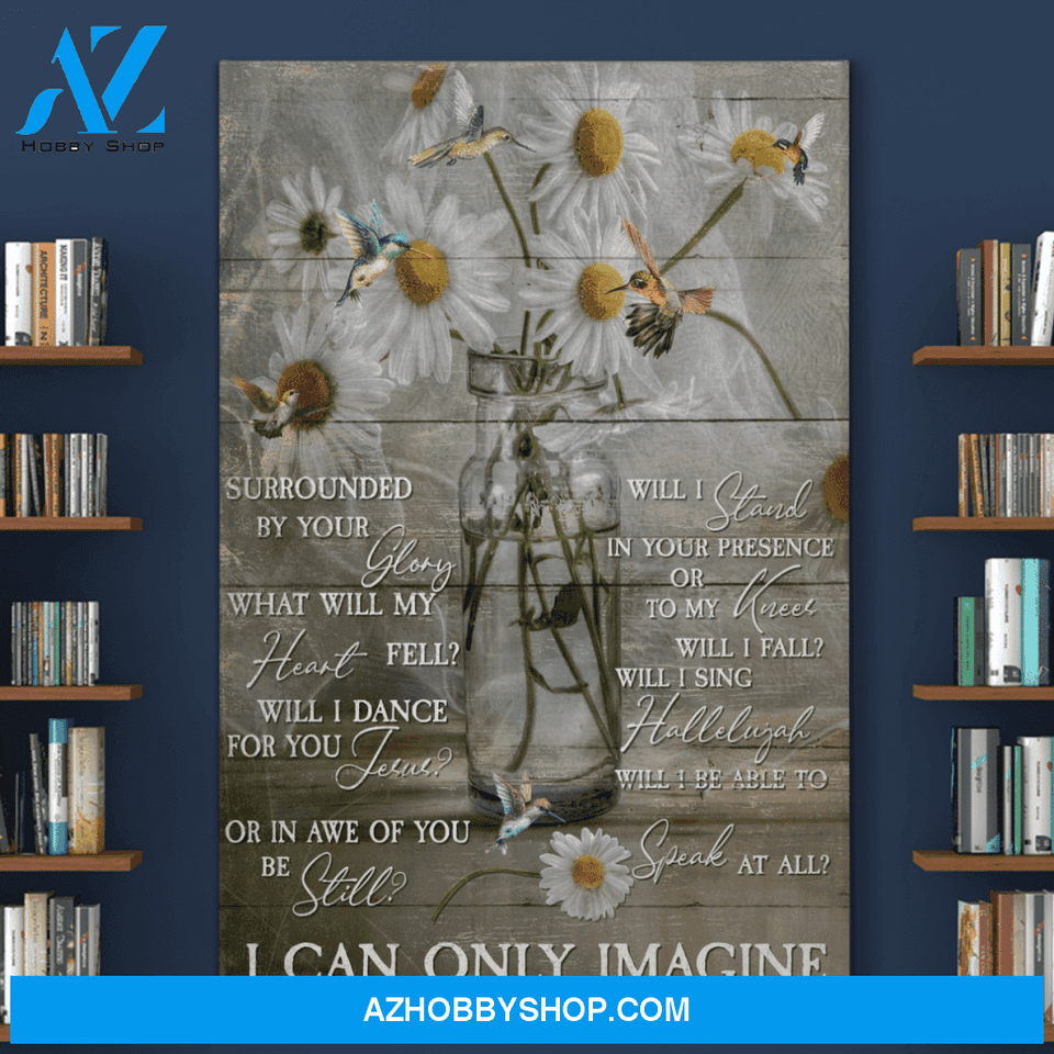 Portrait God Canvas - Bible Verse Wall Art - Jesus - Daisy and hummingbird Canvas