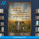 Portrait God Canvas - Bible Verse Wall Art - Jesus - Elephant and Dog - Give justice to the weak Canvas