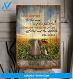 Portrait God Canvas - Bible Verse Wall Art - Jesus - Elephant and Dog - Give justice to the weak Canvas