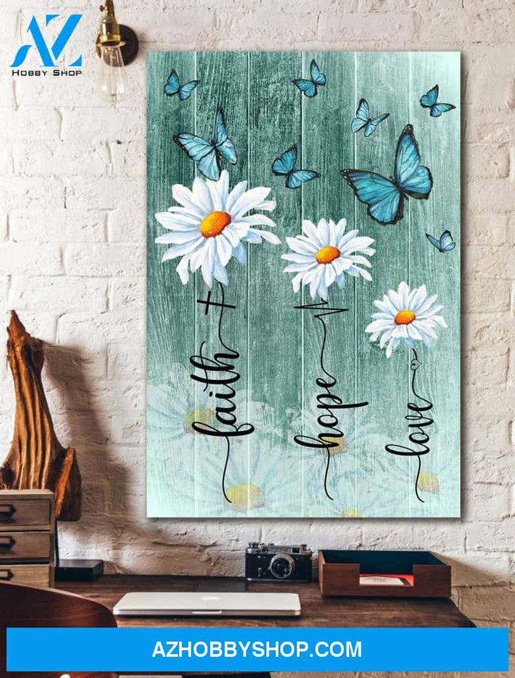 Portrait God Canvas - Bible Verse Wall Art - Jesus - Faith Love Hope Daisy Canvas