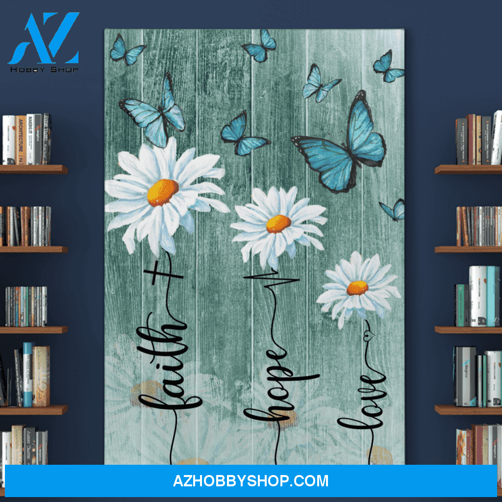 Portrait God Canvas - Bible Verse Wall Art - Jesus - Faith Love Hope Daisy Canvas