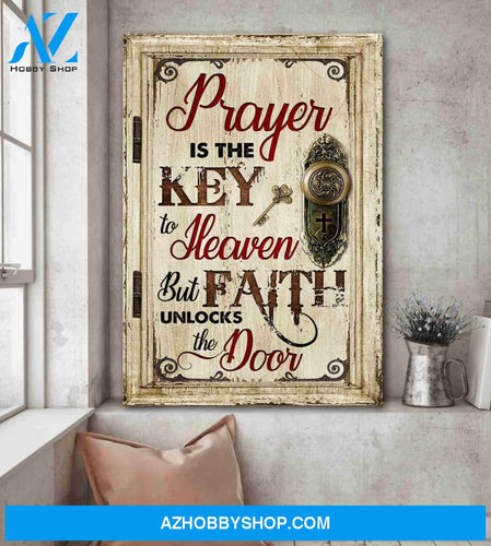 Portrait God Canvas - Bible Verse Wall Art - Jesus - Faith unlocks the door to heaven Canvas