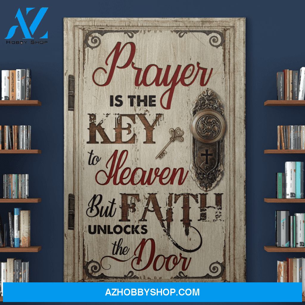 Portrait God Canvas - Bible Verse Wall Art - Jesus - Faith unlocks the door to heaven Canvas