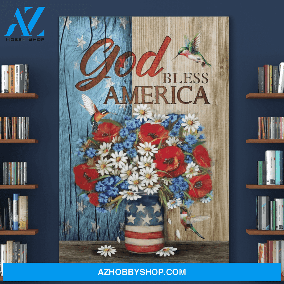Portrait God Canvas - Bible Verse Wall Art - Jesus - God bless America Humming bird 1 Canvas