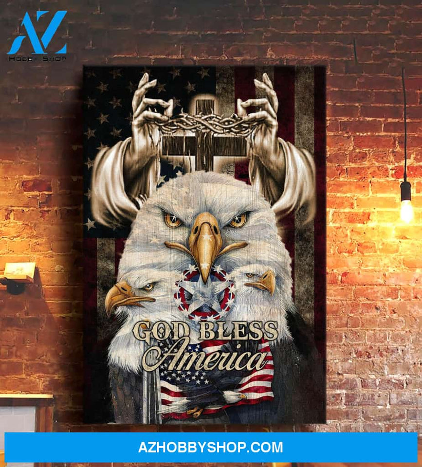 Portrait God Canvas - Bible Verse Wall Art - Jesus - God bless our America Canvas