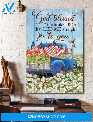 Portrait God Canvas - Bible Verse Wall Art - Jesus - God blessed the broken road that led me straight to you Canvas