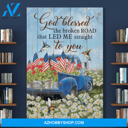 Portrait God Canvas - Bible Verse Wall Art - Jesus - God blessed the broken road that led me straight to you Canvas