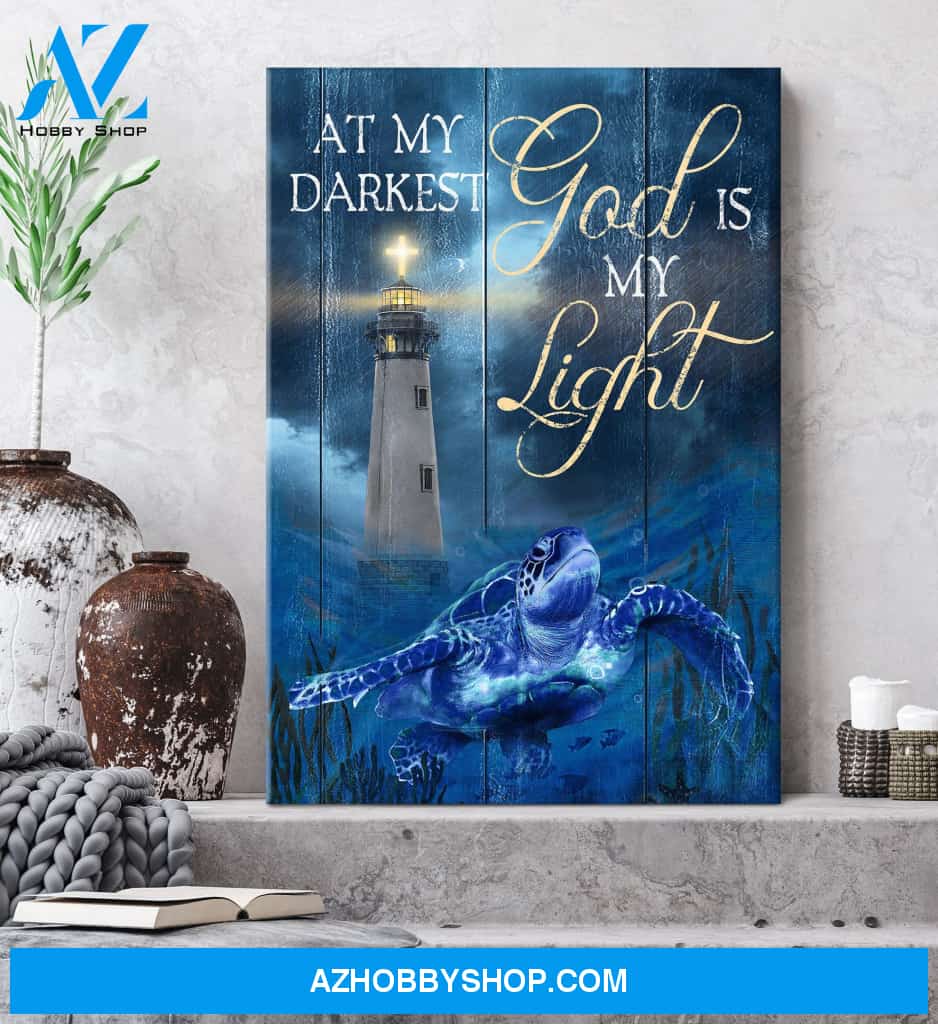 Portrait God Canvas - Bible Verse Wall Art - Jesus - God is my light at my darkest hour Canvas