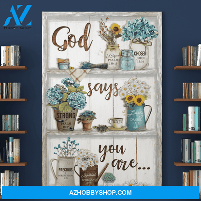 Portrait God Canvas - Bible Verse Wall Art - Jesus - God says you are 7 Canvas