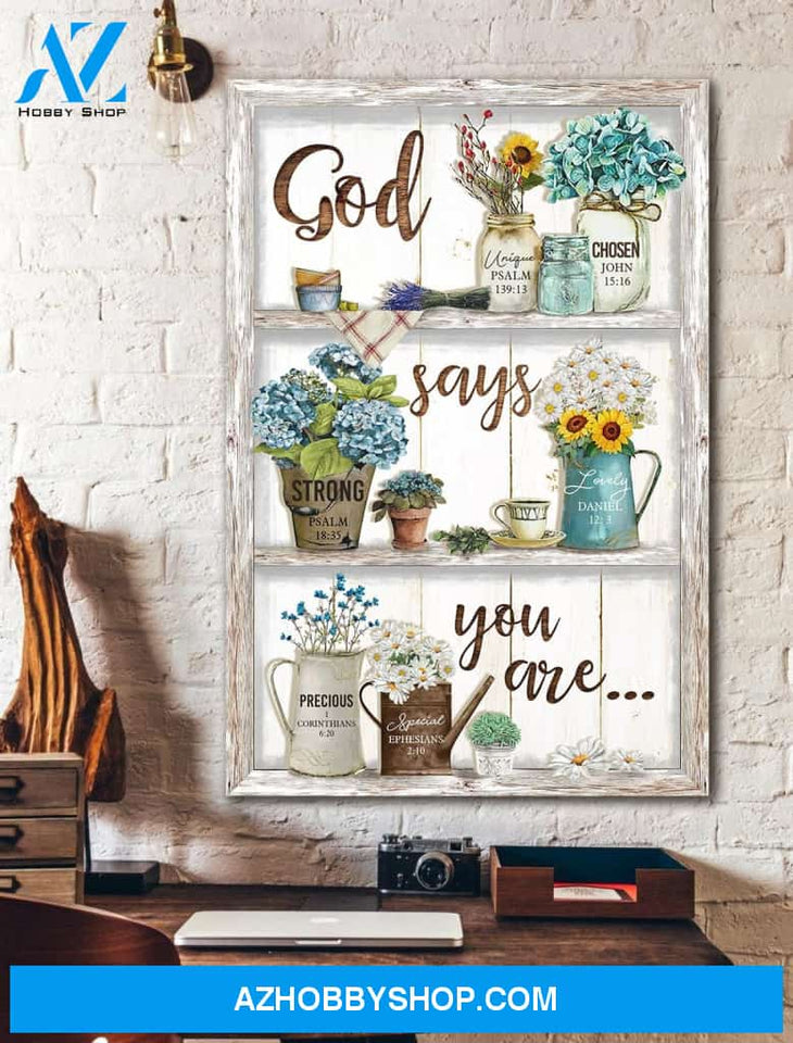 Portrait God Canvas - Bible Verse Wall Art - Jesus - God says you are 7 Canvas