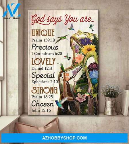 Portrait God Canvas - Bible Verse Wall Art - Jesus - God says you are chosen Canvas