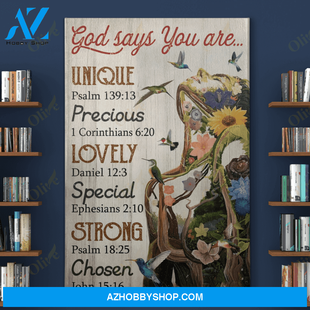 Portrait God Canvas - Bible Verse Wall Art - Jesus - God says you are chosen Canvas