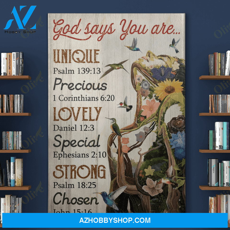 Portrait God Canvas - Bible Verse Wall Art - Jesus - God says you are chosen Canvas