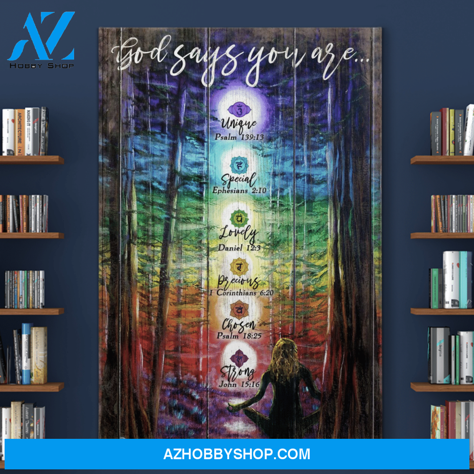 Portrait God Canvas - Bible Verse Wall Art - Jesus - God says you are Colorful Canvas