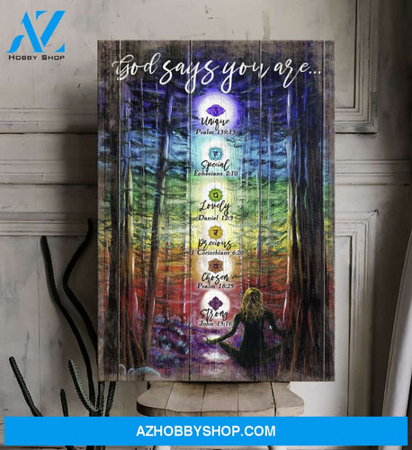 Portrait God Canvas - Bible Verse Wall Art - Jesus - God says you are Colorful Canvas