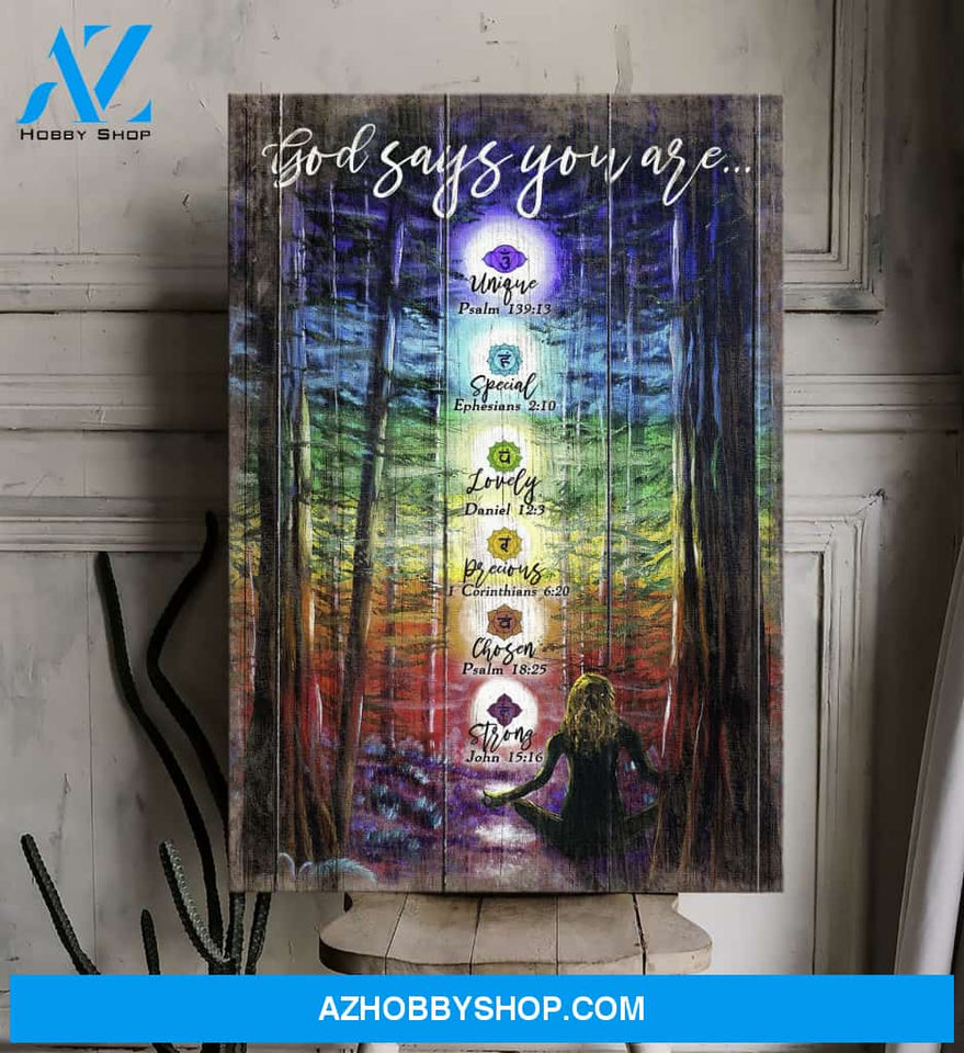 Portrait God Canvas - Bible Verse Wall Art - Jesus - God says you are Colorful Canvas