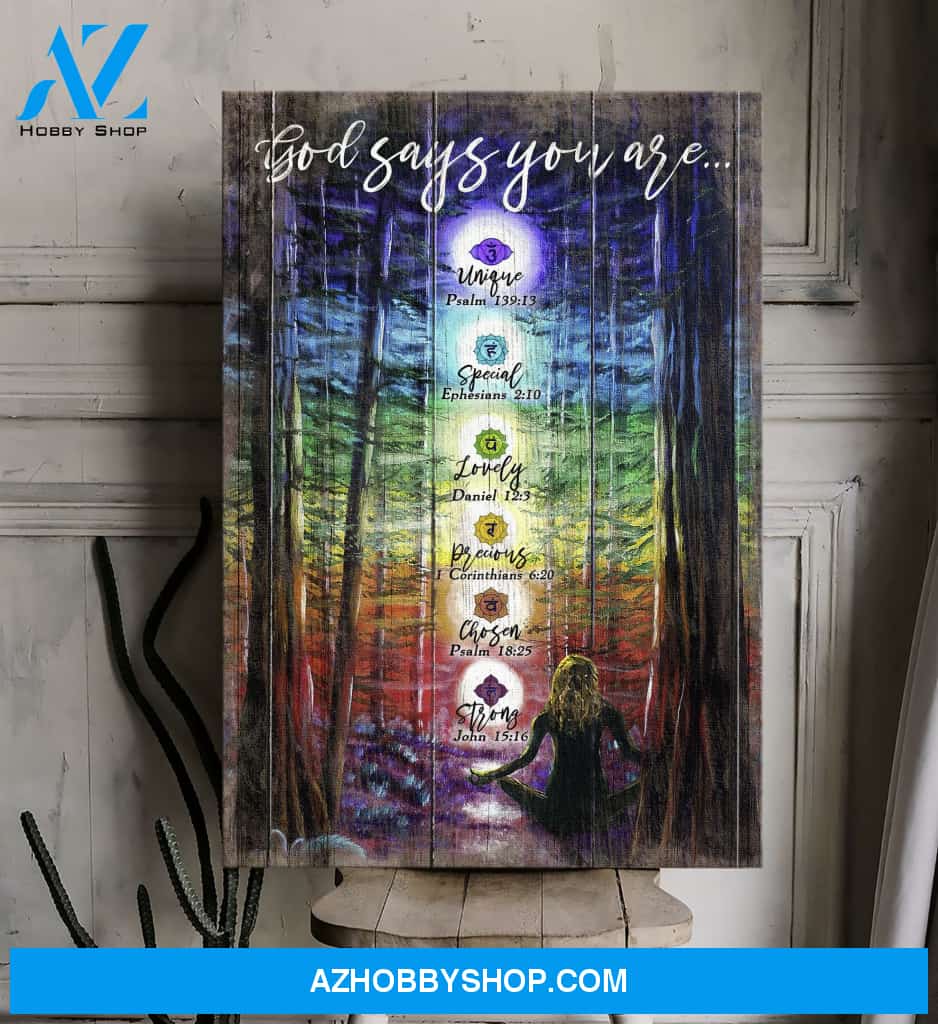 Portrait God Canvas - Bible Verse Wall Art - Jesus - God says you are Colorful Canvas