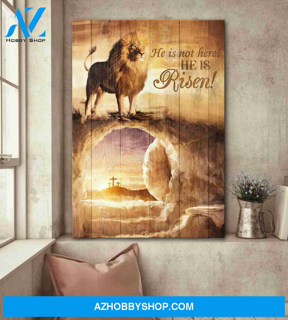 Portrait God Canvas - Bible Verse Wall Art - Jesus - He is not here he is risen Canvas