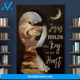 Portrait God Canvas - Bible Verse Wall Art - Jesus holds the key to my heart Canvas