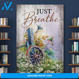 Portrait God Canvas - Bible Verse Wall Art - Jesus - Just breathe and humming bird Canvas