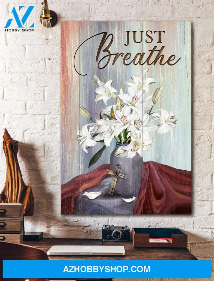 Portrait God Canvas - Bible Verse Wall Art - Jesus - Lilies vase Canvas