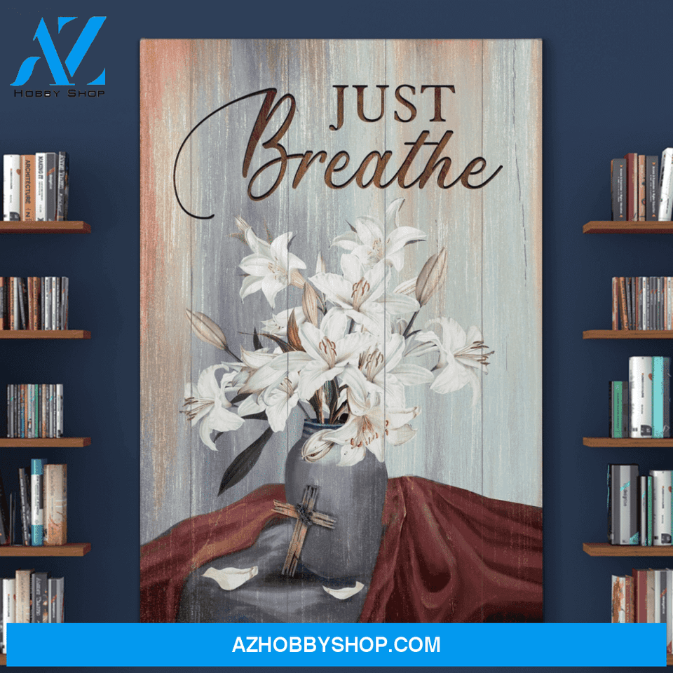 Portrait God Canvas - Bible Verse Wall Art - Jesus - Lilies vase Canvas