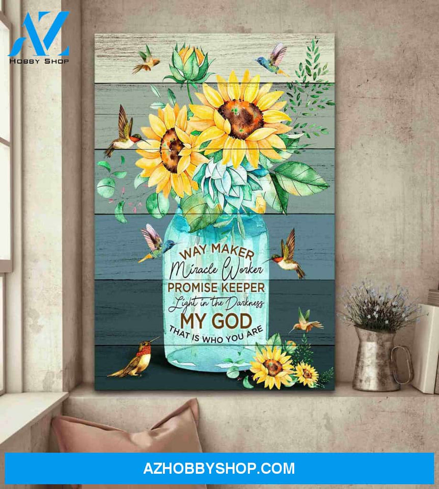 Portrait God Canvas - Bible Verse Wall Art - Jesus - My miracle worker my way maker Canvas