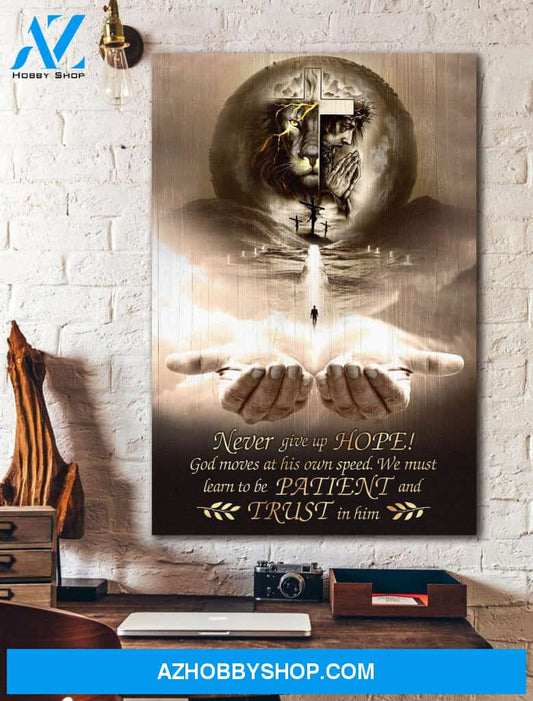 Portrait God Canvas - Bible Verse Wall Art - Jesus - never give up hope and trust in Him Canvas