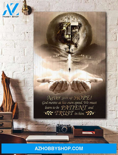 Portrait God Canvas - Bible Verse Wall Art - Jesus - never give up hope and trust in Him Canvas