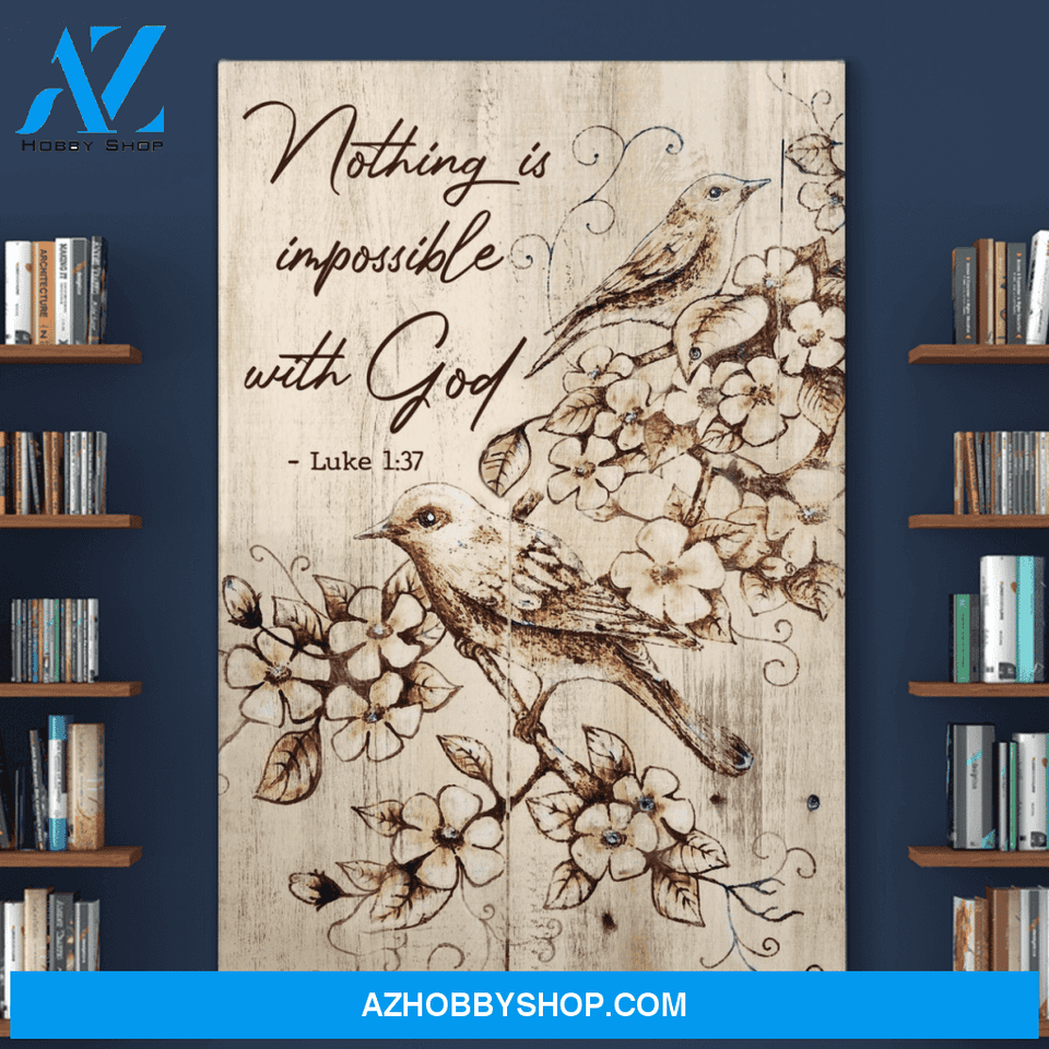 Portrait God Canvas - Bible Verse Wall Art - Jesus - Nothing is impossible with Him Canvas