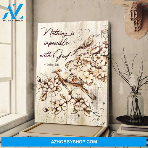 Portrait God Canvas - Bible Verse Wall Art - Jesus - Nothing is impossible with Him Canvas