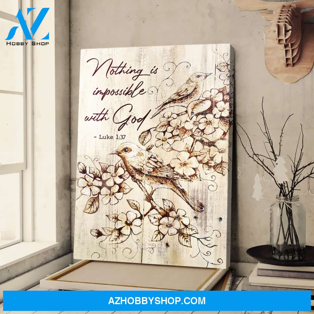 Portrait God Canvas - Bible Verse Wall Art - Jesus - Nothing is impossible with Him Canvas