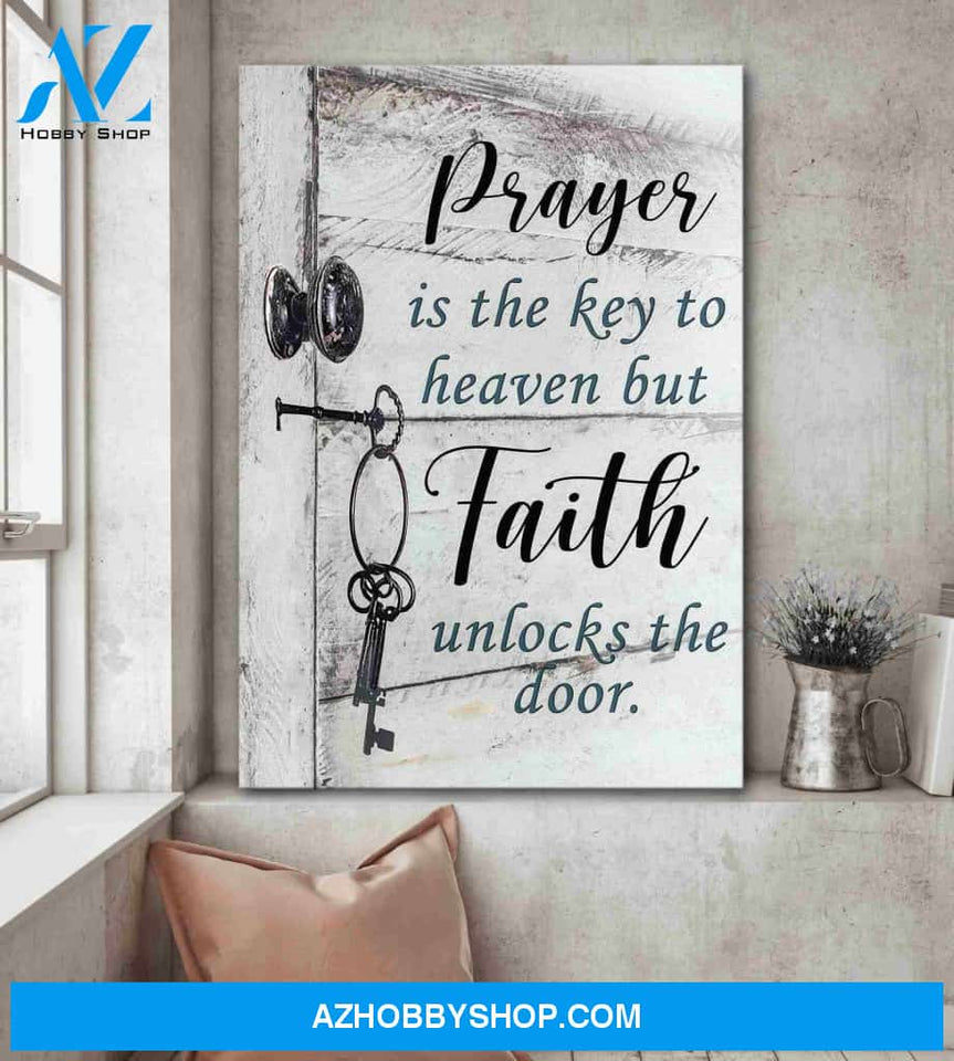 Portrait God Canvas - Bible Verse Wall Art - Jesus - Pray is the key to heaven Canvas