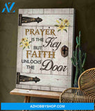 Portrait God Canvas - Bible Verse Wall Art - Jesus - Prayer is the key to heaven and faith unlocks it Canvas