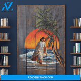 Portrait God Canvas - Bible Verse Wall Art - Jesus - Walking in the sunset Canvas