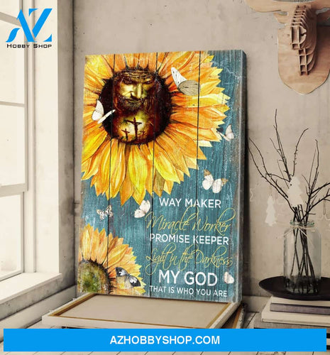 Portrait God Canvas - Bible Verse Wall Art - Jesus - Way maker promise keeper my savior Canvas