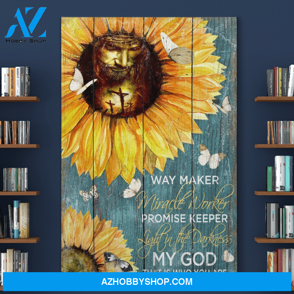 Portrait God Canvas - Bible Verse Wall Art - Jesus - Way maker promise keeper my savior Canvas