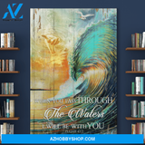 Portrait God Canvas - Bible Verse Wall Art - Jesus - When you pass through the waters I will be with you Canvas