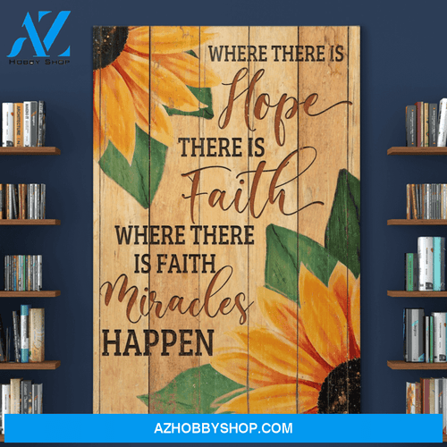 Portrait God Canvas - Bible Verse Wall Art - Jesus - Where there is hope there is faith Canvas