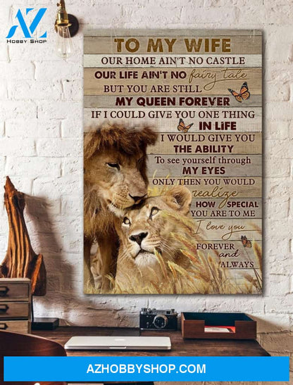 Portrait God Canvas - Bible Verse Wall Art - Husband to wife - Our home aint no castle but you are still my queen forever Canvas
