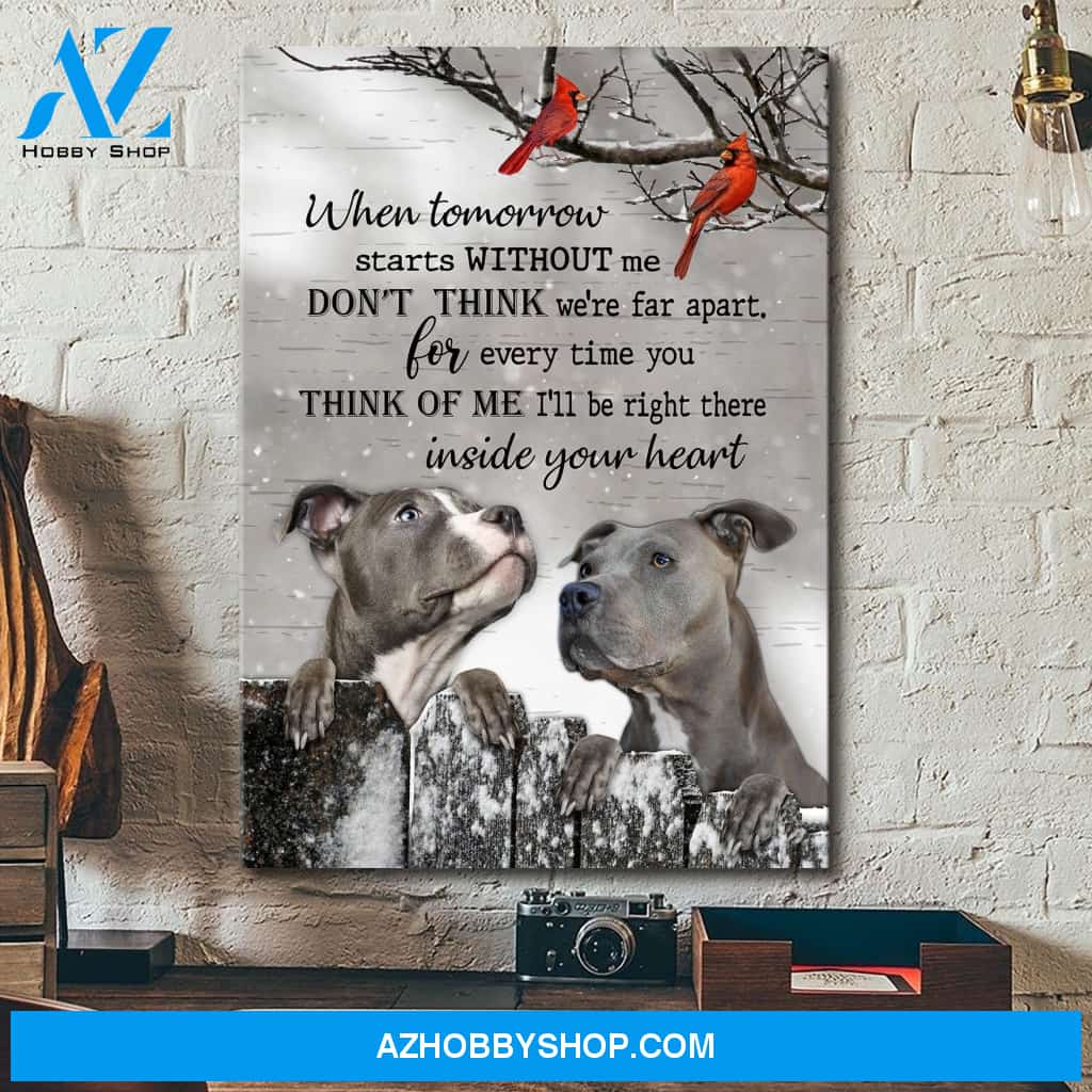 Portrait God Canvas - Bible Verse Wall Art - Pit bull - Every time you think of me Ill be right in your heart Canvas