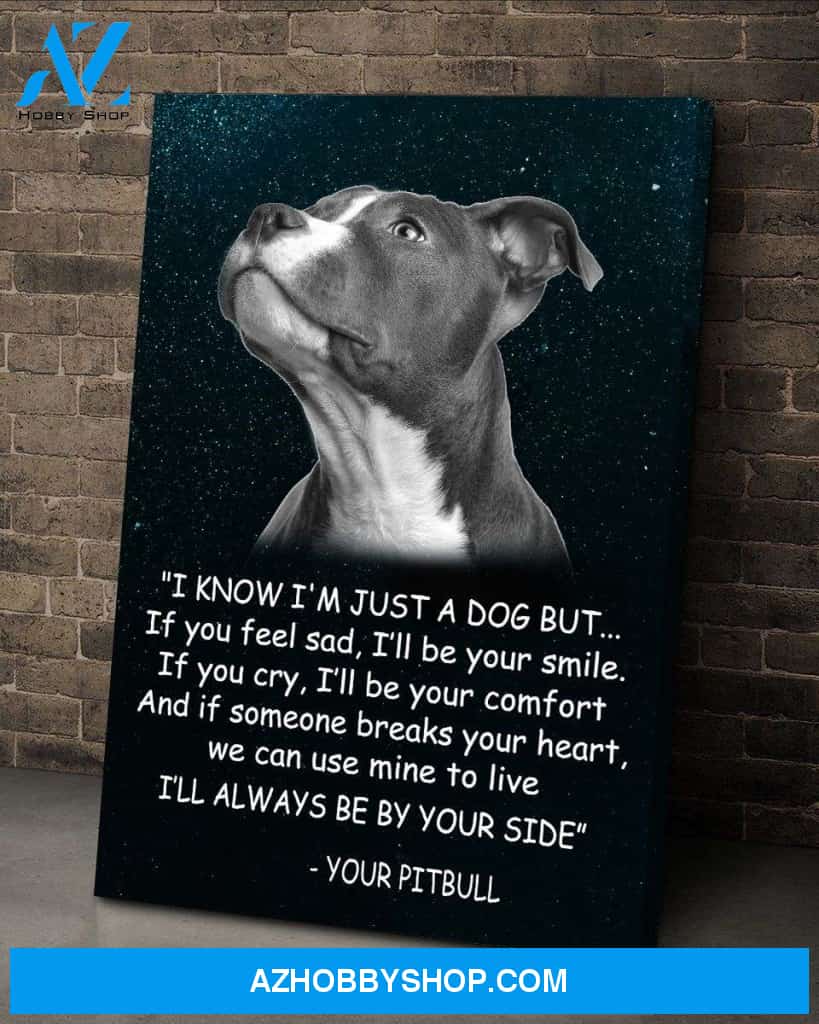 Portrait God Canvas - Bible Verse Wall Art - Pit bull - I will always be by your side Canvas
