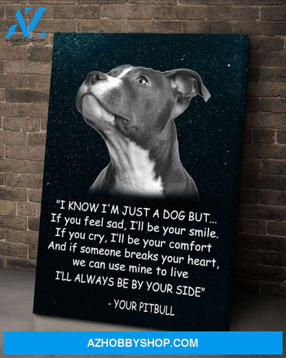 Portrait God Canvas - Bible Verse Wall Art - Pit bull - I will always be by your side Canvas